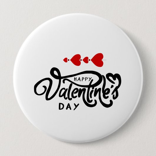 Romantisches Rotes Herz Valentinstag Design Button (Vorderseite)