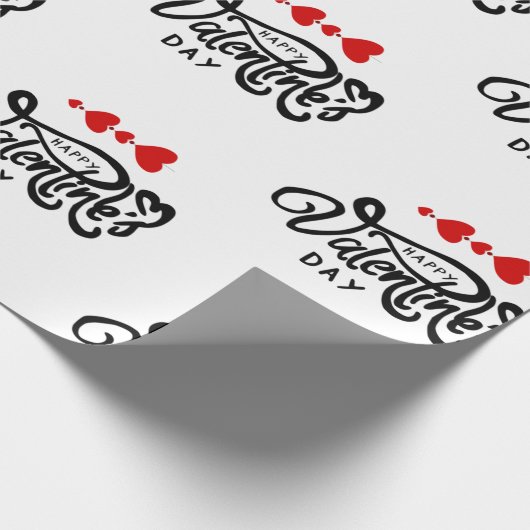Romantisches Rotes Herz Valentinstag Design Geschenkpapier (Ecke)