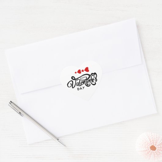 Romantisches Rotes Herz Valentinstag Design Herz-Aufkleber (Umschlag)