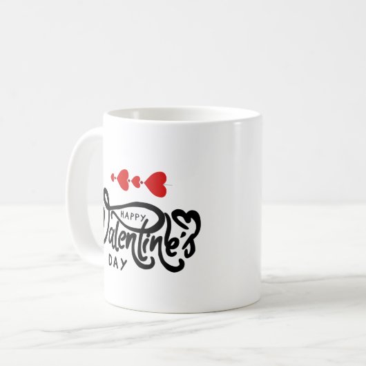Romantisches Rotes Herz Valentinstag Design Kaffeetasse (Vorderseite Links)