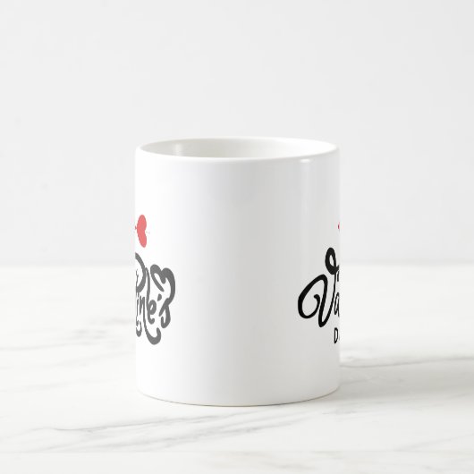 Romantisches Rotes Herz Valentinstag Design Kaffeetasse (Mittel)