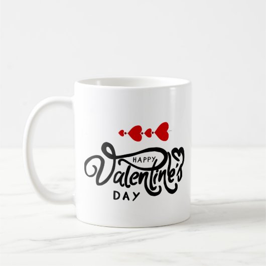 Romantisches Rotes Herz Valentinstag Design Kaffeetasse (Links)