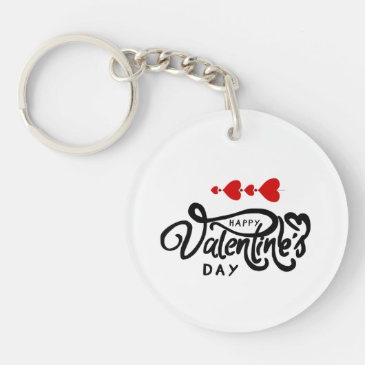 Romantisches Rotes Herz Valentinstag Design Schlüsselanhänger (Vorderseite)
