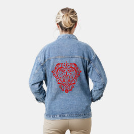 Romantisches Rotes Herzdesign Jeansjacke