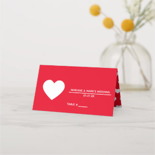 Romantisches rotes Hochzeitslogo Herz Muster Platzkarte
