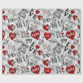Romantisches rotes Karo-Valentinsdesign Geschenkpapier (Flach)