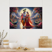 Romantisches Rotes Kunstwerk Radha Krishna Eterna Poster (Küche)