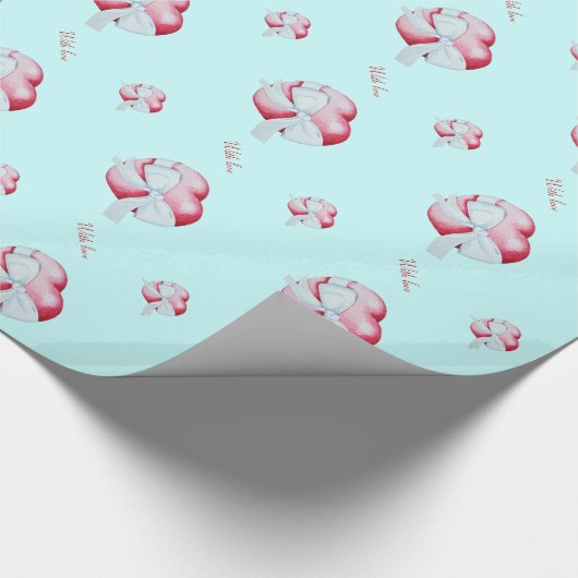 Romantisches rotes Liebe-Herz mit weißem Bogen Geschenkpapier (Ecke)