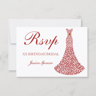 Romantisches rotes Liebesherzkleid Brautkleid Gebu RSVP Karte