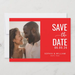 Romantisches rotes minimalistisches Foto Save The Date
