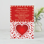 Romantisches Rotes Rain Herz Valentinstag Party Einladung (Stehend Vorderseite)