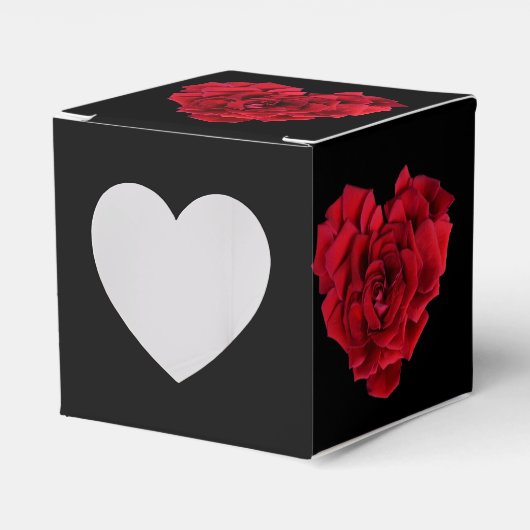 Romantisches rotes Rosenherz auf Schwarz Geschenkschachtel (Vorderseite)