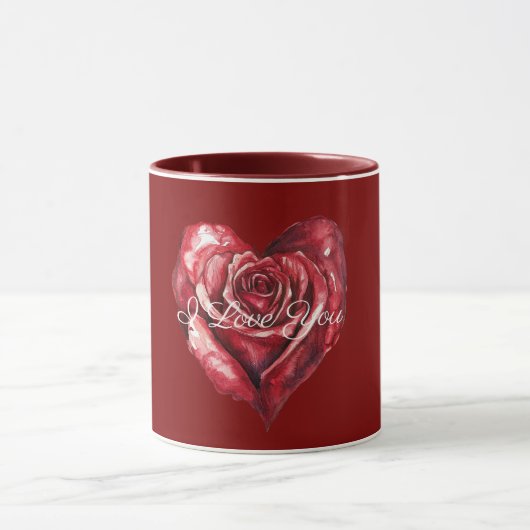 Romantisches rotes Rosenherz Liebe Tasse (Zentrum)
