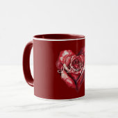 Romantisches rotes Rosenherz Liebe Tasse (Vorderseite Links)