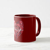 Romantisches rotes Rosenherz Liebe Tasse (VorderseiteRechts)