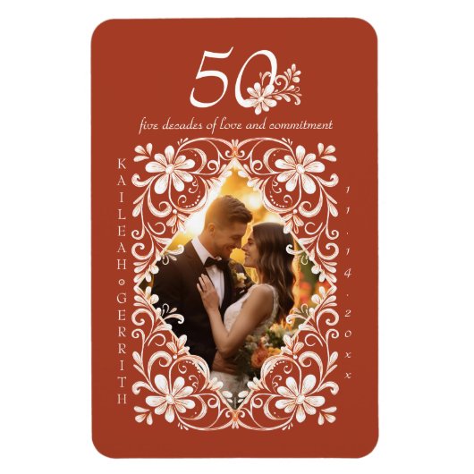 Romantisches Rotes Rot 50 Jubiläum Foto Magnet (Vertikal)
