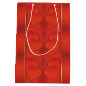 Romantisches rotes strahlendes Herzmuster Mittlere Geschenktüte (Rückseite)