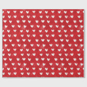 Romantisches Rotes Weißes Herz-Brautparty Geschenkpapier (Flach)