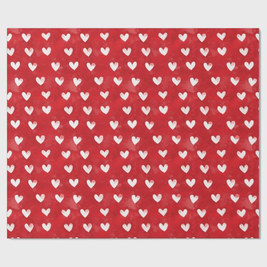 Romantisches Rotes Weißes Herz-Brautparty Geschenkpapier (Flach)