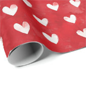 Romantisches Rotes Weißes Herz-Brautparty Geschenkpapier (Rolleneckpunkt)