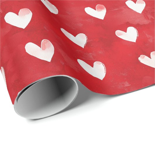 Romantisches Rotes Weißes Herz-Brautparty Geschenkpapier (Rolleneckpunkt)