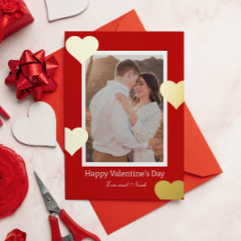 Romantisches Rotgold-Herzfoto Valentinstag Folien Feiertagskarte