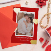 Romantisches Rotgold-Herzfoto Valentinstag Folien Feiertagskarte