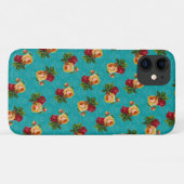 Romantisches Rotpfirsichmuster-Rose-Muster Aquamar Case-Mate iPhone Hülle (Rückseite (Horizontal))