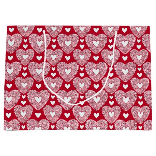 Romantisches Rotspitzengeflecht Valentinstag Große Geschenktüte (Vorderseite)