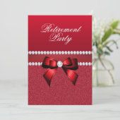 Romantisches Ruby Red Retirement Party Einladung (Stehend Vorderseite)