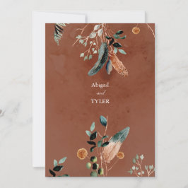 Romantisches Rustikales Federn und Vintage Blüte Einladung