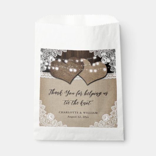 Romantisches rustikales Land Danke Hochzeit Geschenktütchen (Vorderseite)