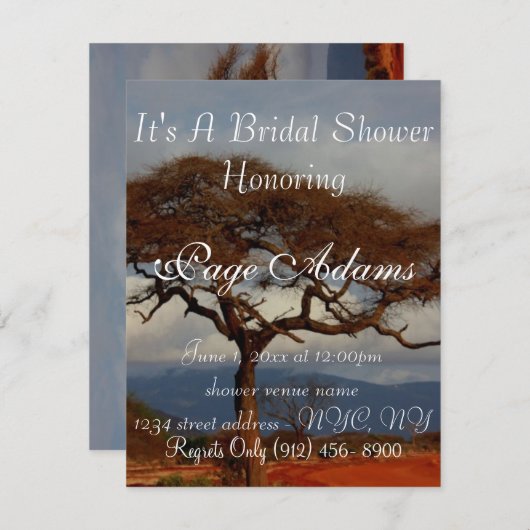 Romantisches Safari-Afrika-Brautparty Einladung (Vorne/Hinten)