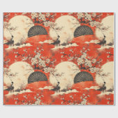 Romantisches Sakura-Kimono-Paar-Muster (1) Geschenkpapier (Flach)
