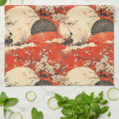 Romantisches Sakura-Kimono-Paar-Muster (1) Geschirrtuch (Gefaltet)