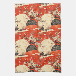 Romantisches Sakura-Kimono-Paar-Muster (1) Geschirrtuch