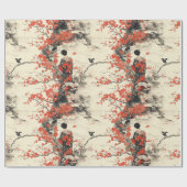 Romantisches Sakura-Kimono-Paar-Muster (2) Geschenkpapier (Flach)
