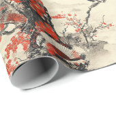 Romantisches Sakura-Kimono-Paar-Muster (2) Geschenkpapier (Rolleneckpunkt)