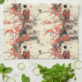 Romantisches Sakura-Kimono-Paar-Muster (2) Geschirrtuch (Gefaltet)