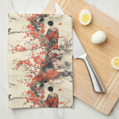 Romantisches Sakura-Kimono-Paar-Muster (2) Geschirrtuch (Viertel Falte)