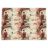 Romantisches Sakura-Kimono-Paar-Muster (2) Große Geschenktüte (Vorderseite)