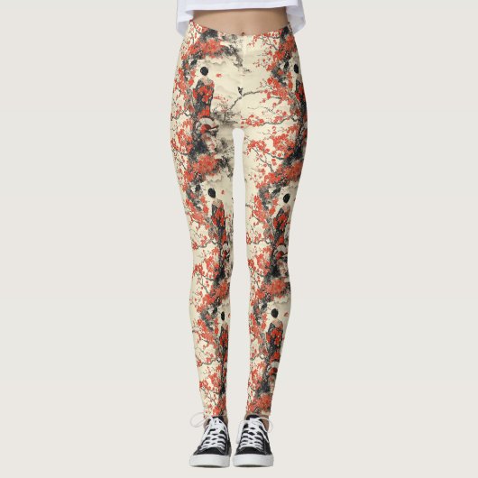 Romantisches Sakura-Kimono-Paar-Muster (2) Leggings (Vorderseite)