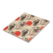 Romantisches Sakura-Kimono-Paar-Muster (3) Fliese (Seite)