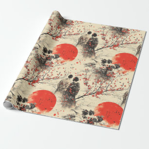 Romantisches Sakura-Kimono-Paar-Muster (3) Geschenkpapier