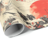 Romantisches Sakura-Kimono-Paar-Muster (3) Geschenkpapier (Rolleneckpunkt)