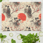 Romantisches Sakura-Kimono-Paar-Muster (3) Geschirrtuch (Gefaltet)