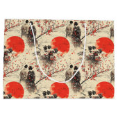 Romantisches Sakura-Kimono-Paar-Muster (3) Große Geschenktüte (Rückseite)