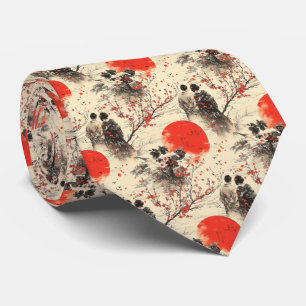 Romantisches Sakura-Kimono-Paar-Muster (3) Krawatte