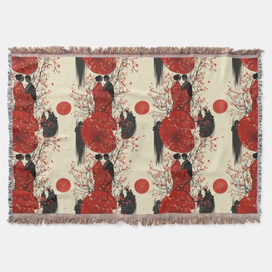 Romantisches Sakura-Kimono-Paar-Muster (4) Decke (Vorderseite)