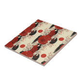 Romantisches Sakura-Kimono-Paar-Muster (4) Fliese (Seite)